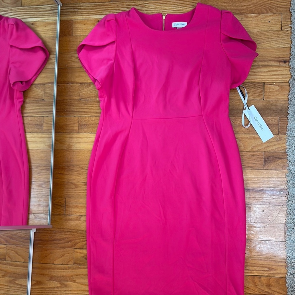 Calvin Klein Fuchsia Midi Dress, NWT, Size 14